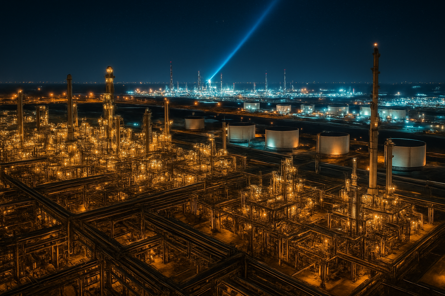 Industrial facility at night